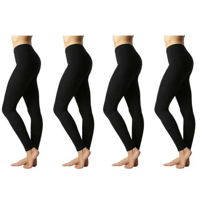 4-Pack: Women's Premium Cotton Full Length Leggings
