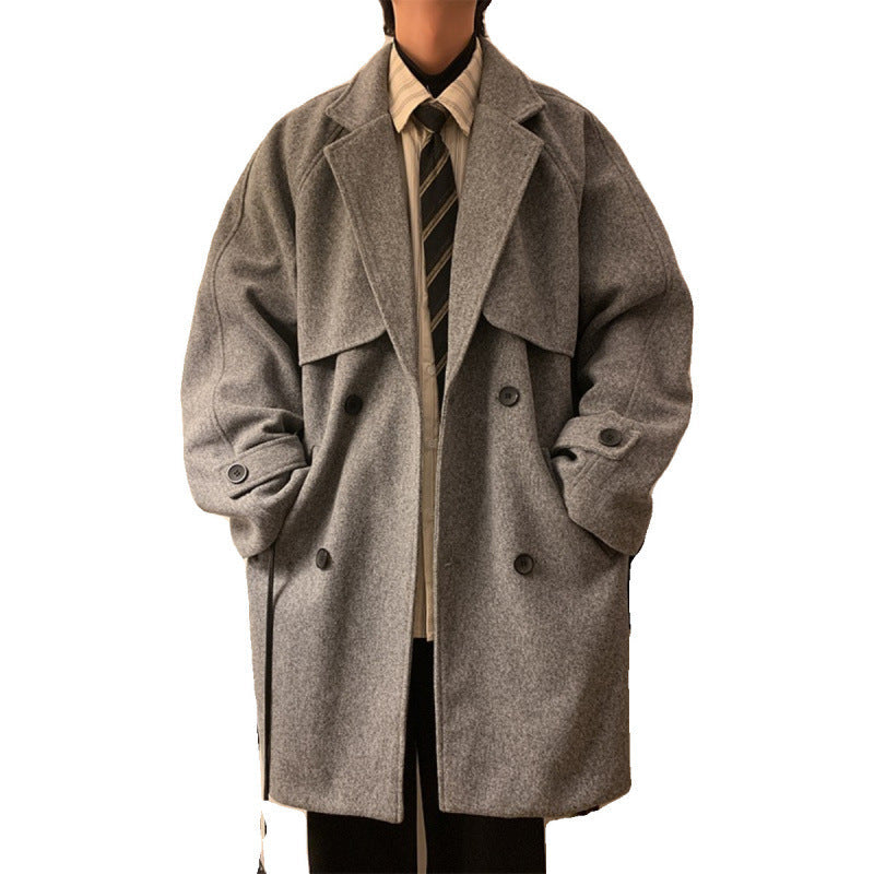 Mens Mid-length Wool Coat With Extra Padding For A Premium Over-the-knee Look