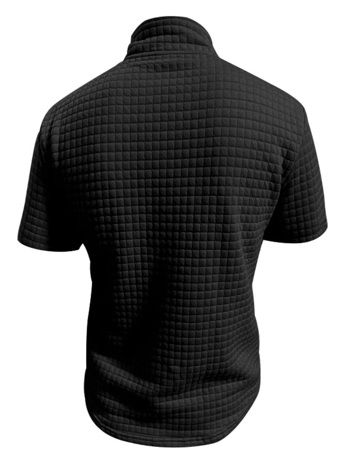Men's Full Size Textured Short Sleeve Zipper Polo Plus Size