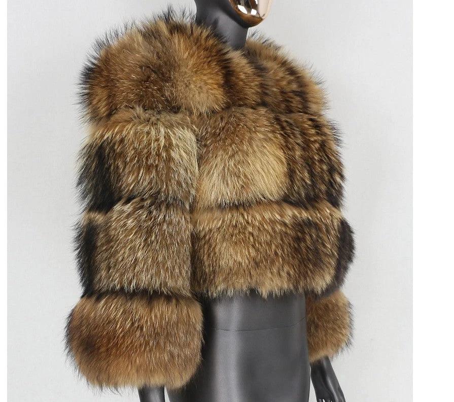 Stitching short coat fluffy long sleeve women