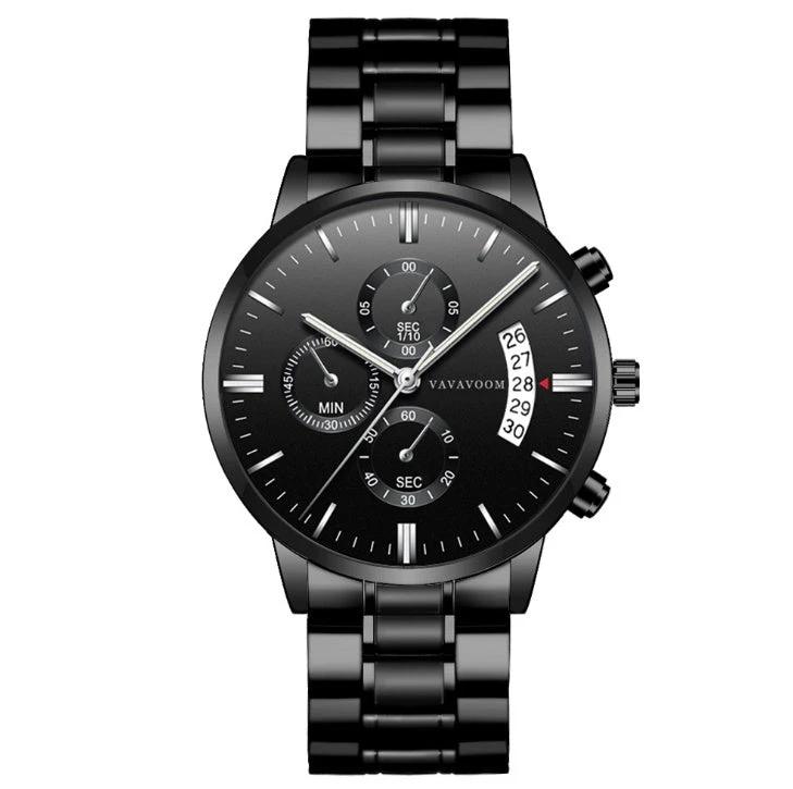 Men's Stainless Steel Calendar Quartz Waterproof Watch