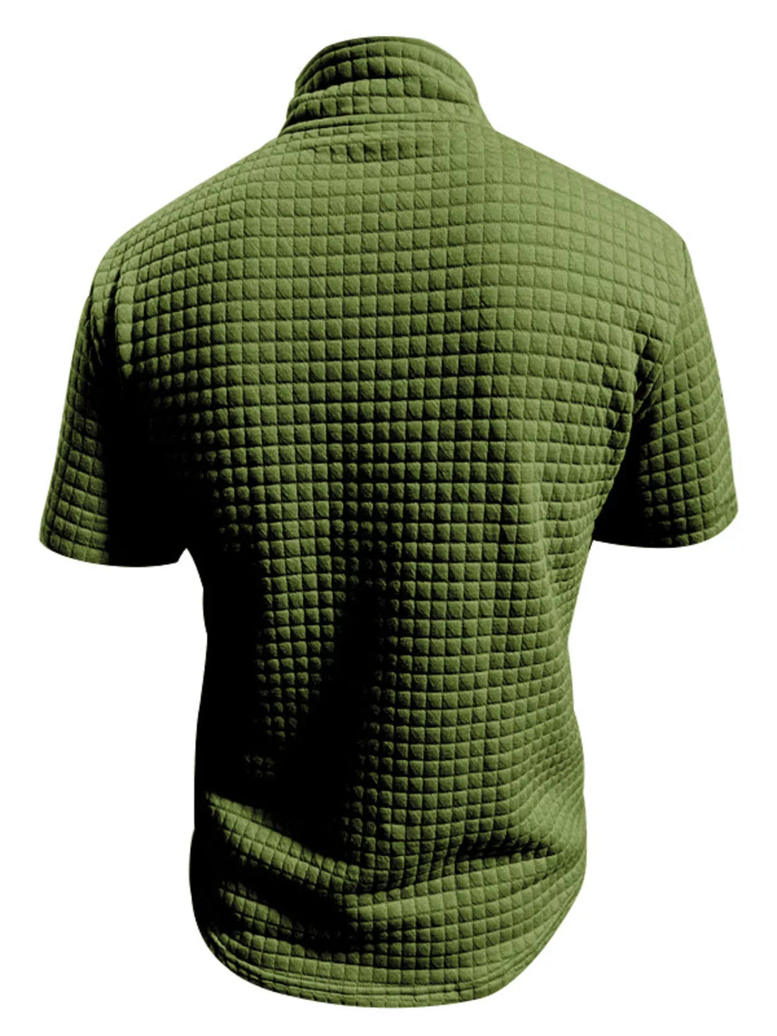 Men's Full Size Textured Short Sleeve Zipper Polo Plus Size