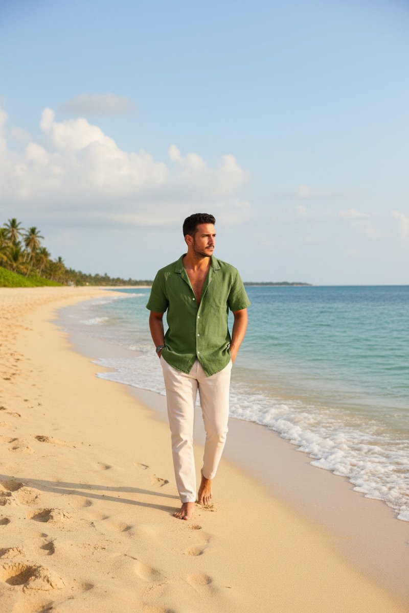 Men's Casual Beach Shirt - Short Sleeve Button Down for Effortless Summer Style