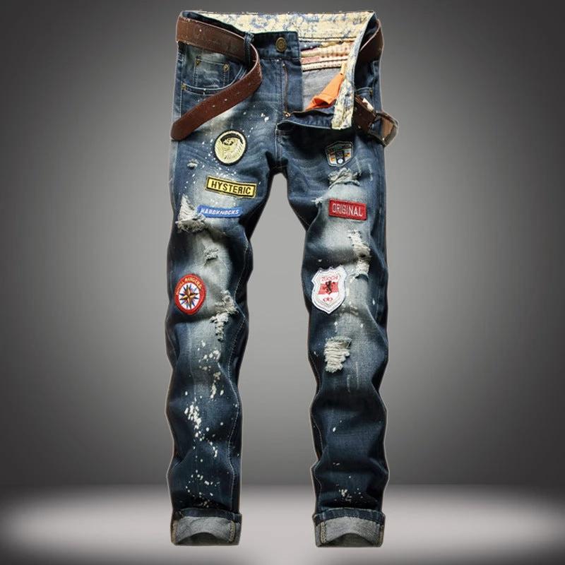 distressed street style pants, contemporary denim wear