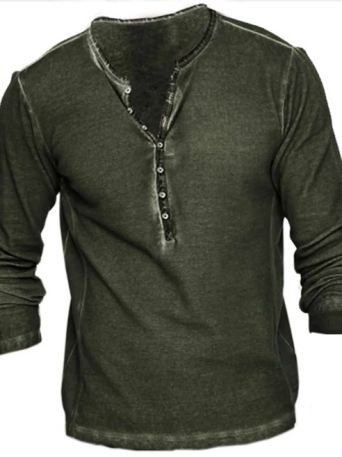 Men's Full Size Retro Long Sleeve Henley T-Shirt Plus Size