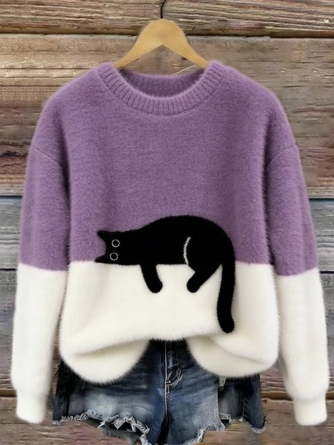 Womens Christmas Pullover Fleece Long-Sleeve Sweater