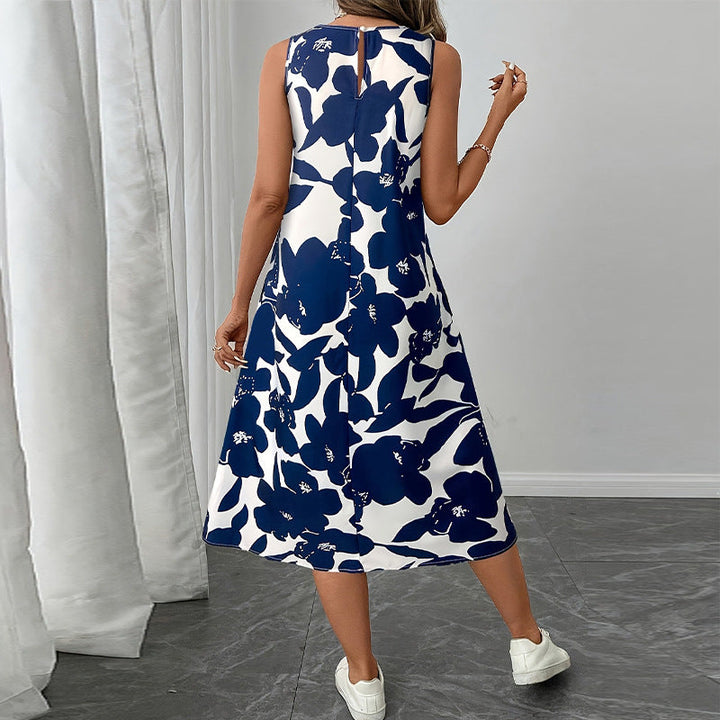 Dress Polyester Sleeveless Vest A- Line Skirt
