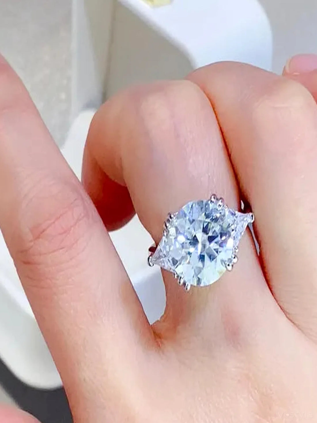 5 Carat Moissanite 925 Sterling Silver Ring — White Statement