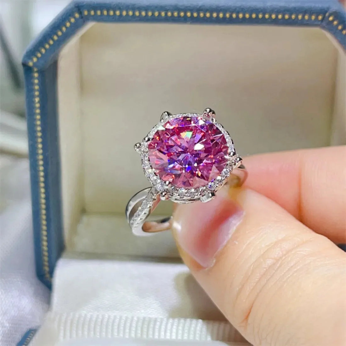 5 Carat Moissanite Halo Engagement Ring