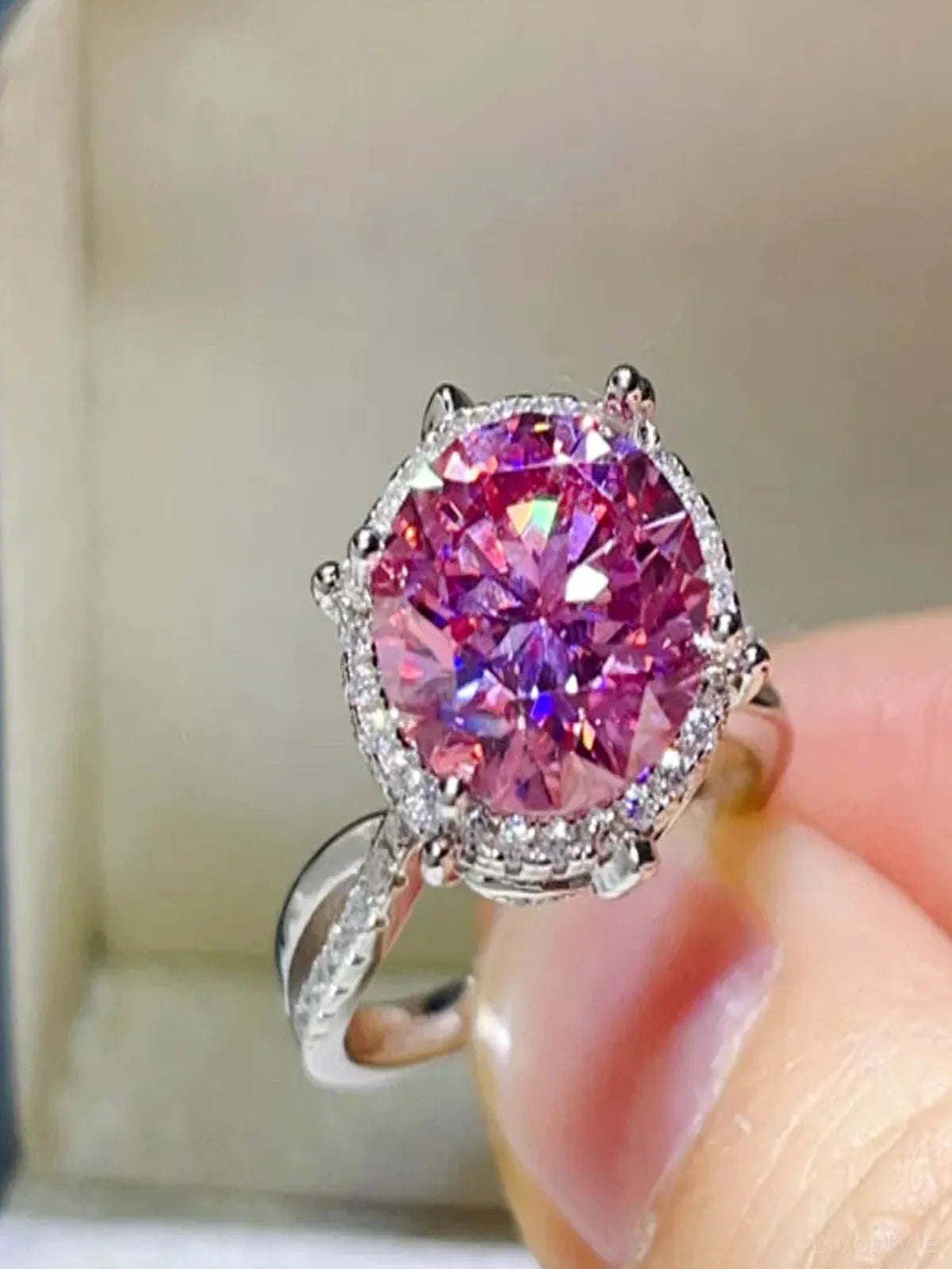5 Carat Moissanite Halo Engagement Ring