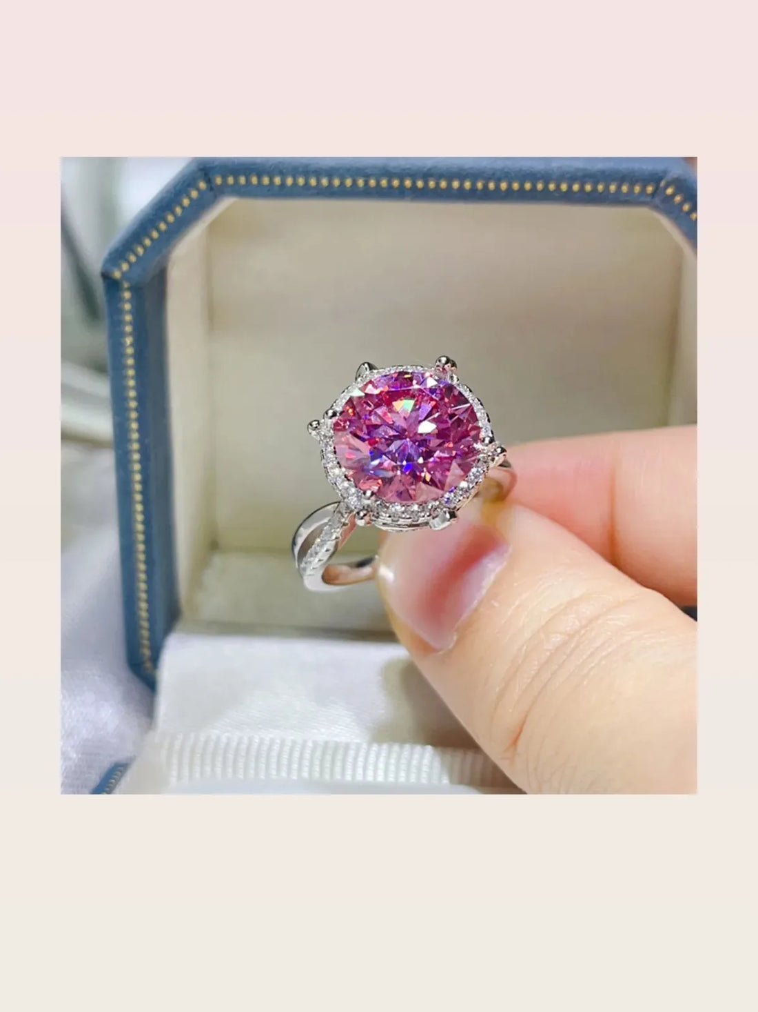 5 Carat Moissanite Halo Engagement Ring