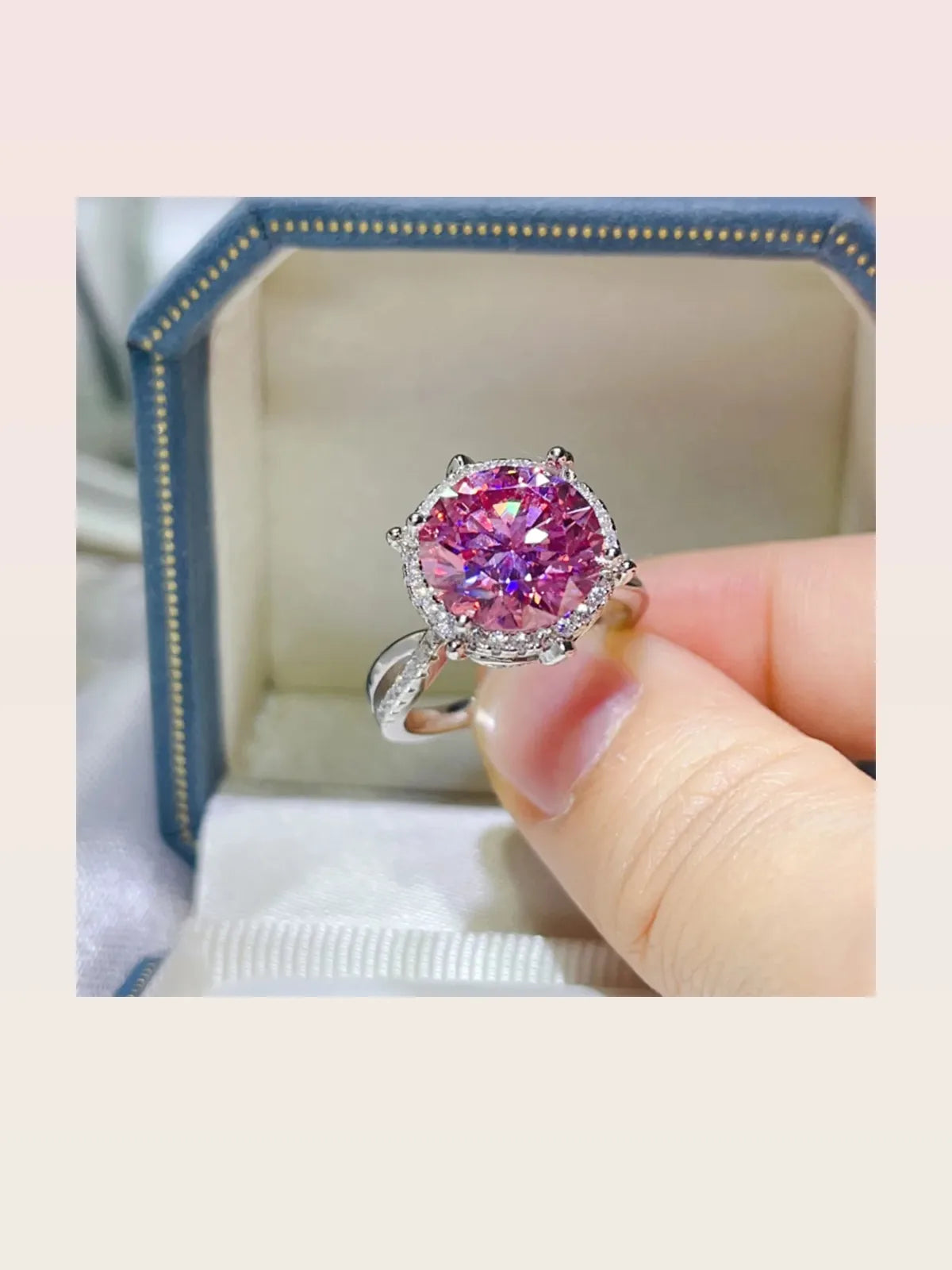 5 Carat Moissanite Halo Engagement Ring