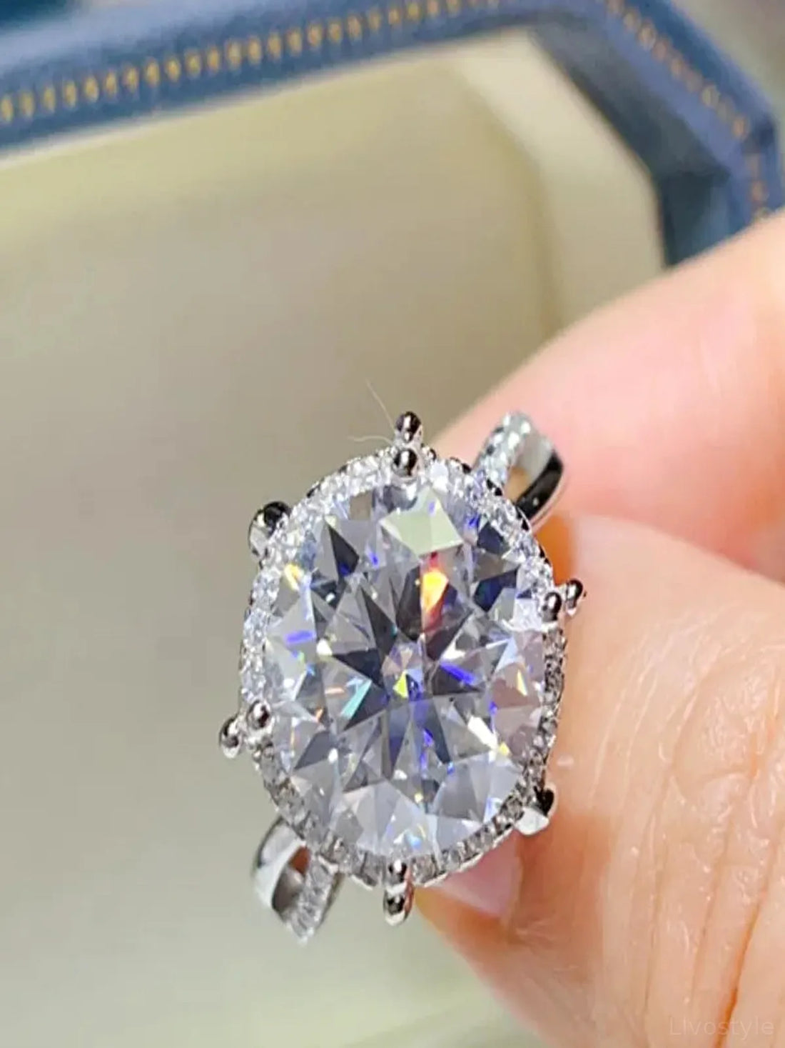 5 Carat Round Cut Moissanite Engagement Ring