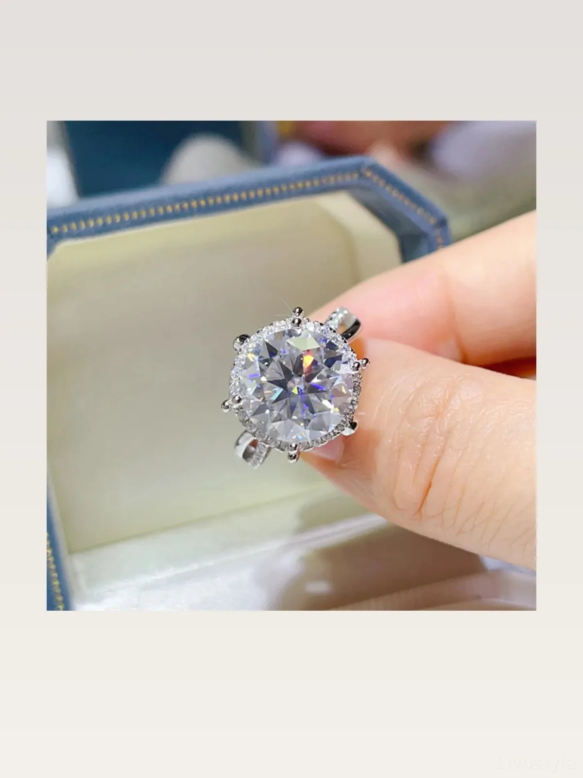 5 Carat Round Cut Moissanite Engagement Ring