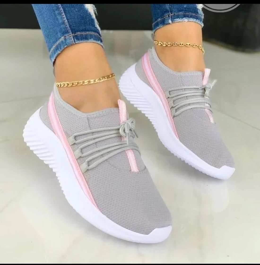 Women's Ribbon Tie Mesh Sneakers | Breathable Flat Sports Shoes