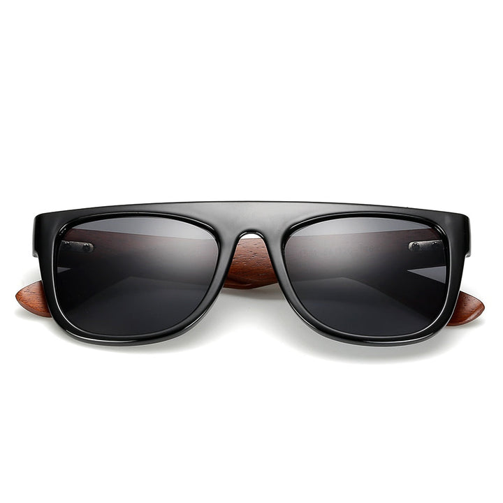 Bamboo Wooden Arms Sunglasses Men Women Black Sunglass