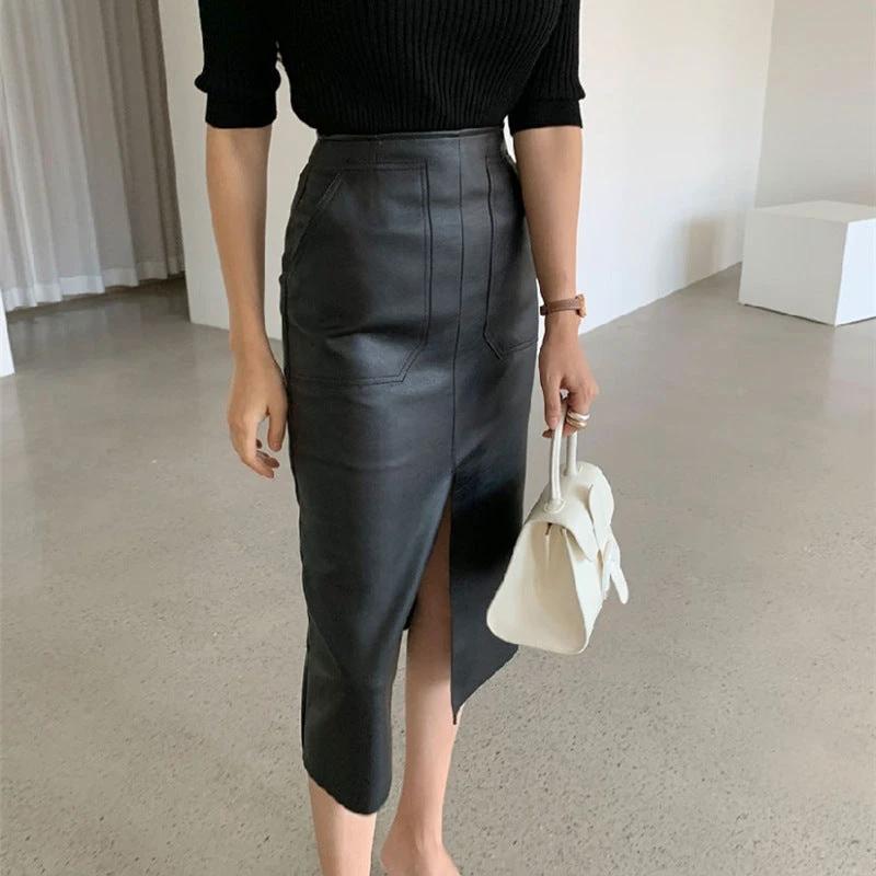 Temperament Deep Split Skirt