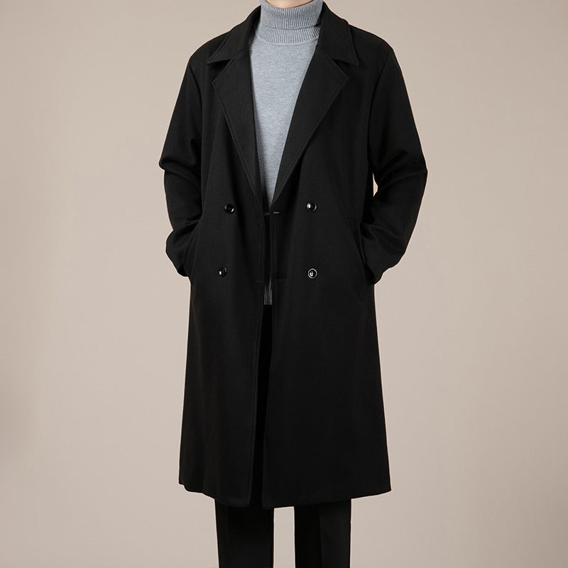 Autumn And Winter Trench Men's Mid-length Woolen Korean Coat
