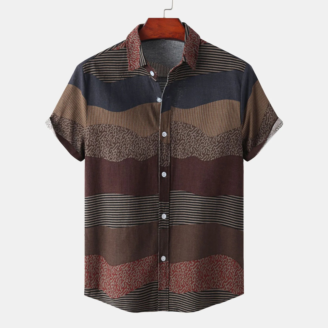 Men's Plus Size Color Block Short Sleeve Casual Shirt
