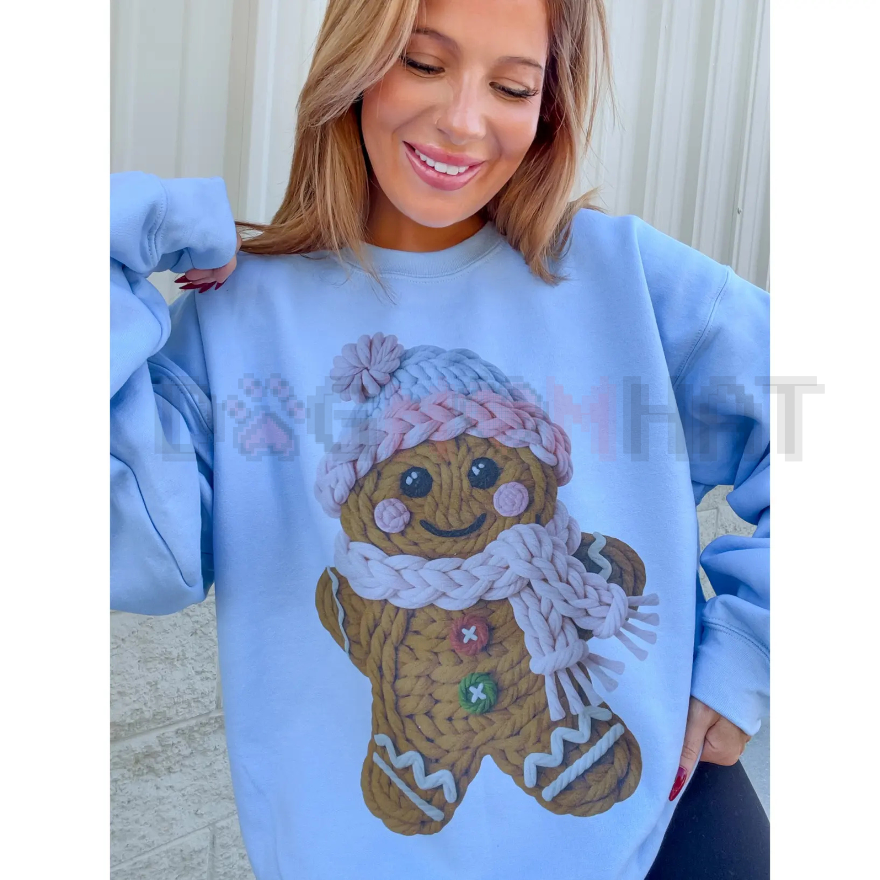 Faux-Stitch Gingerbread Christmas Sweate