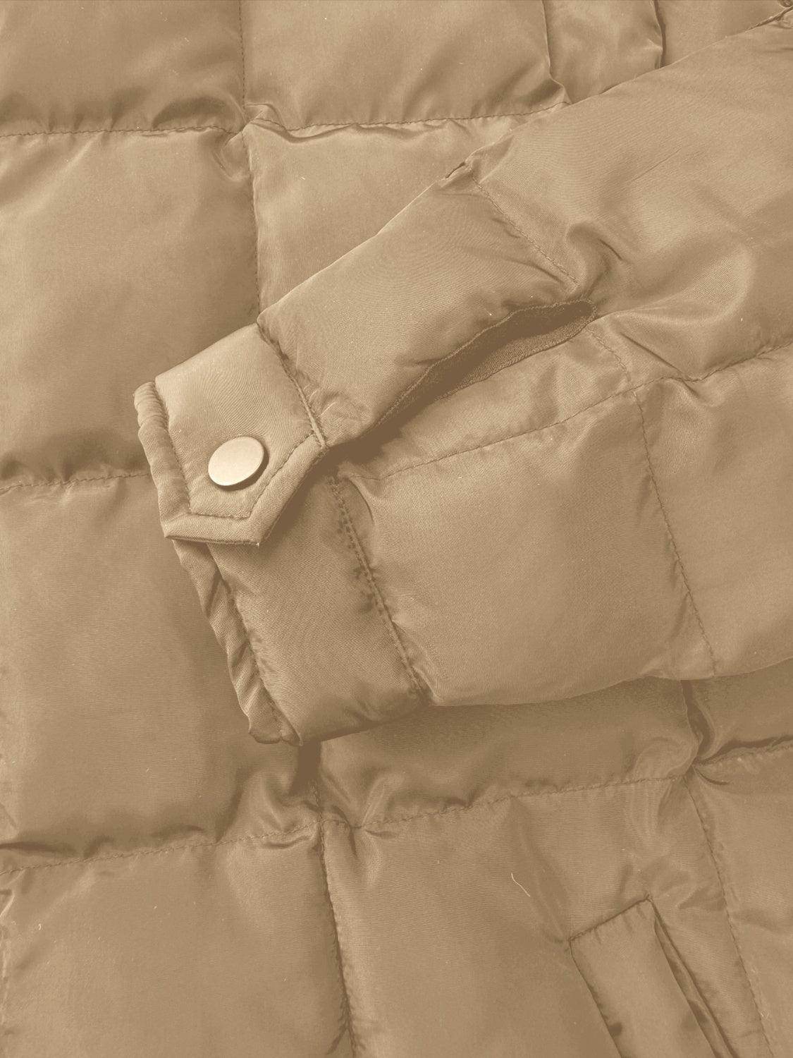 Pocketed Plaid Quilted Zip Up Winter Coat for Women