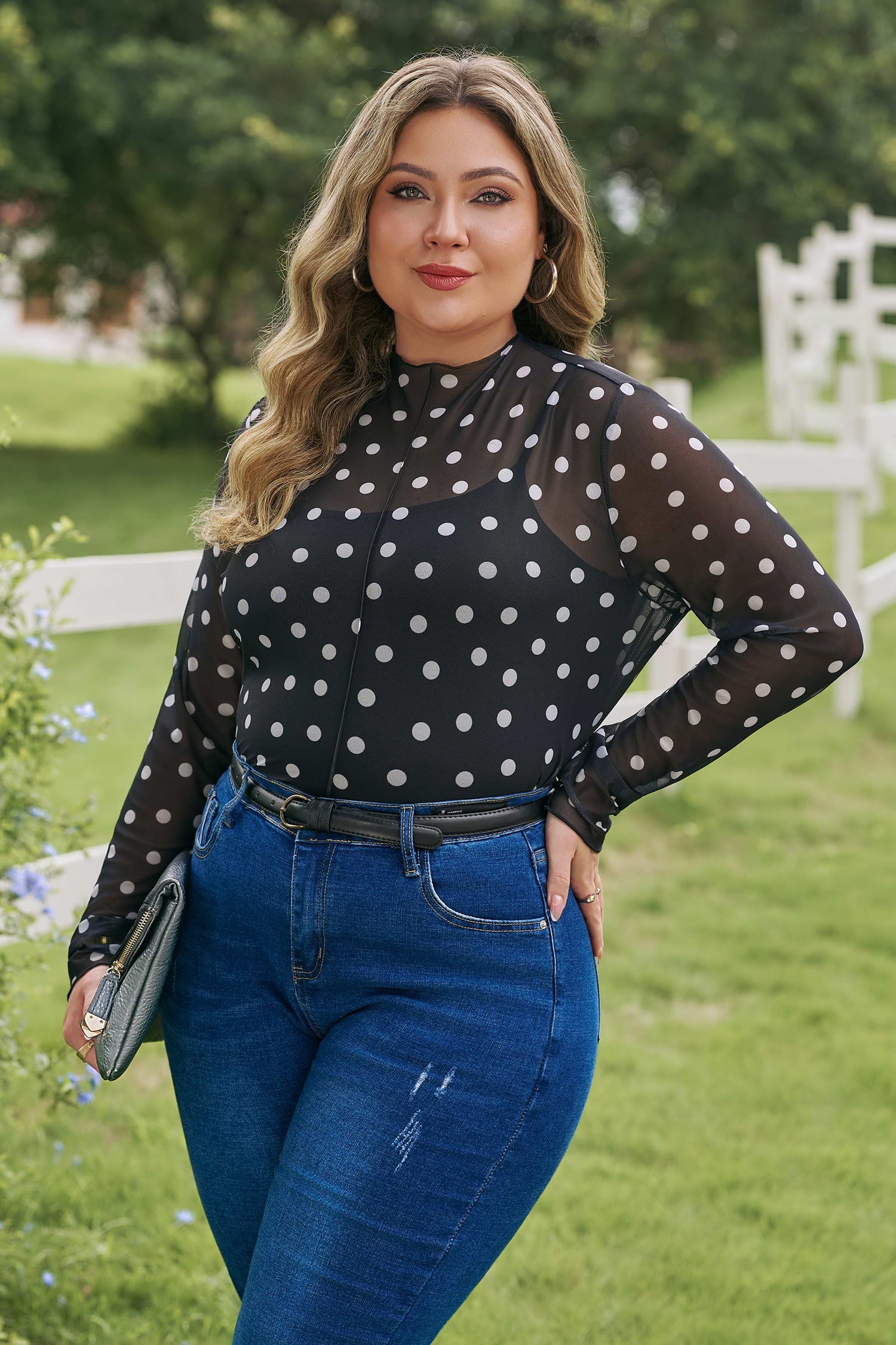 Women's Anne Sleeve Mesh top Long Sleeve PLUS Top