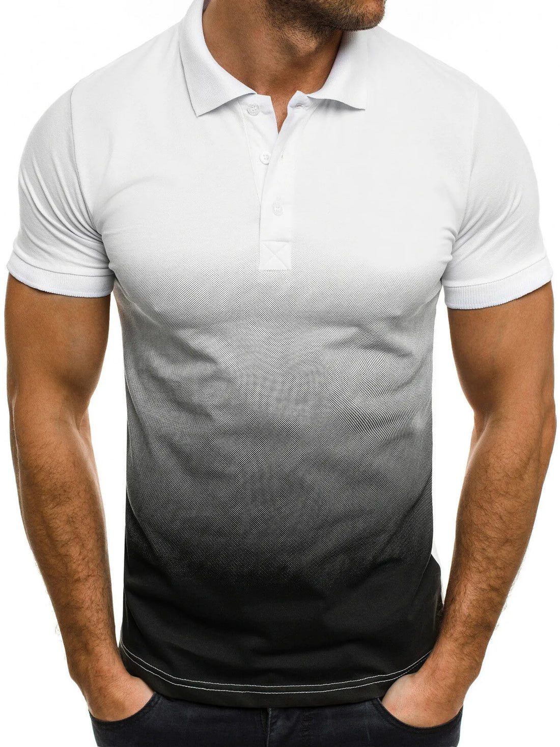 Men's Full Size Gradient Short Sleeve Polo Plus Size