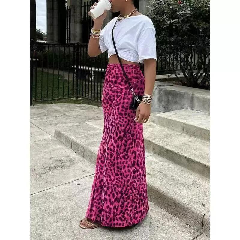 Leopard Print Women's High Waist Elegant Graceful Slimming Skirt