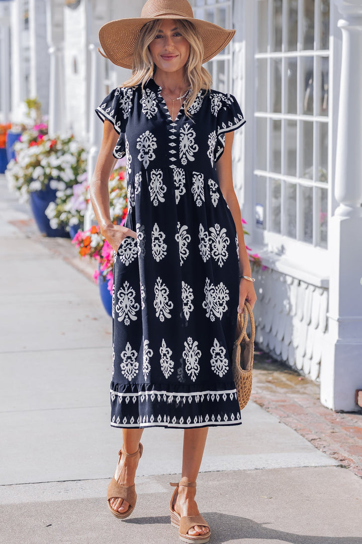 Halo Short Sleeve Midi Dress