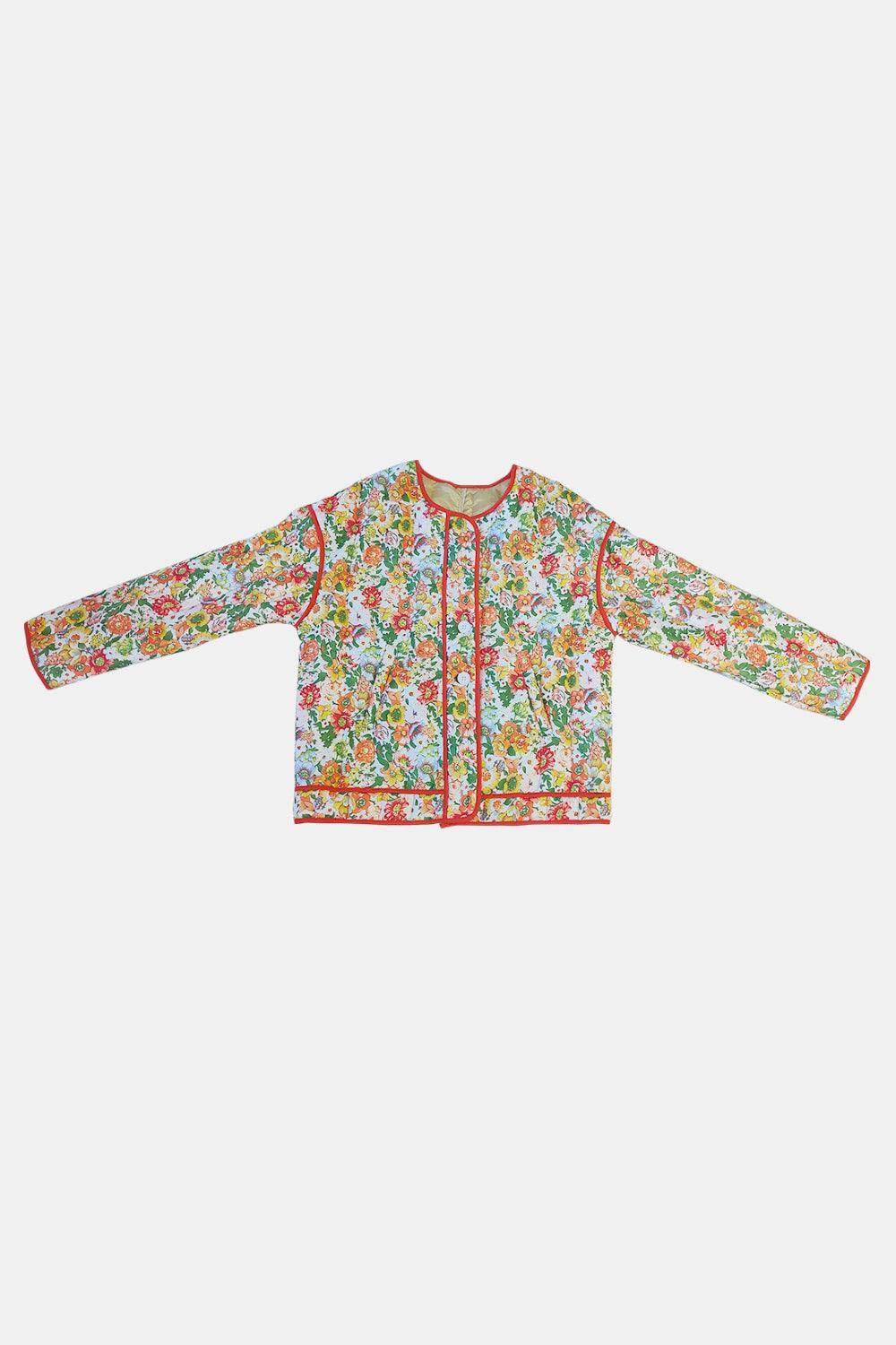 Floral Button Up Long Sleeve Winter Coat for Women