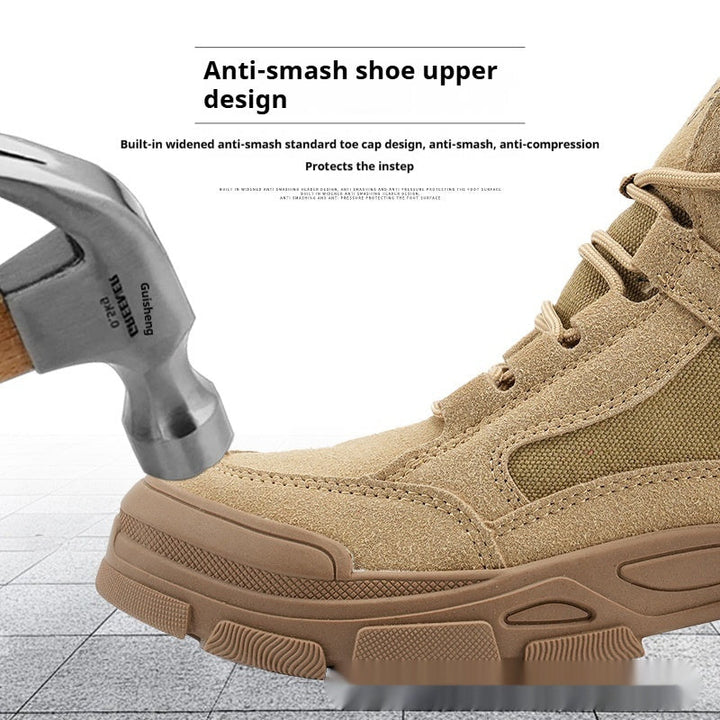 Men's Steel Toe Safety Shoes | Anti-Smashing Puncture-Resistant High-Top Work Boots