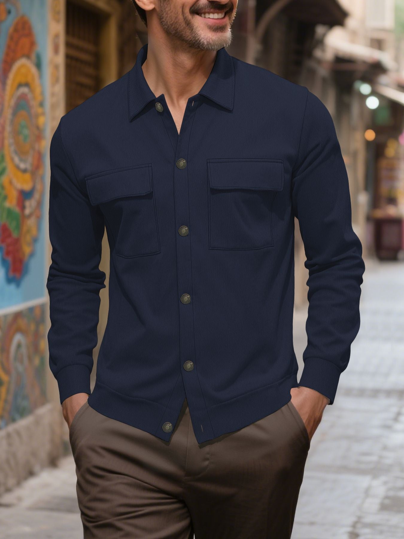 Men's Corduroy Shirt Pocket Coat