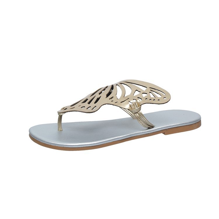 Women's Butterfly Cutout Flat Sandals | PU Open-Toe Slide Slippers