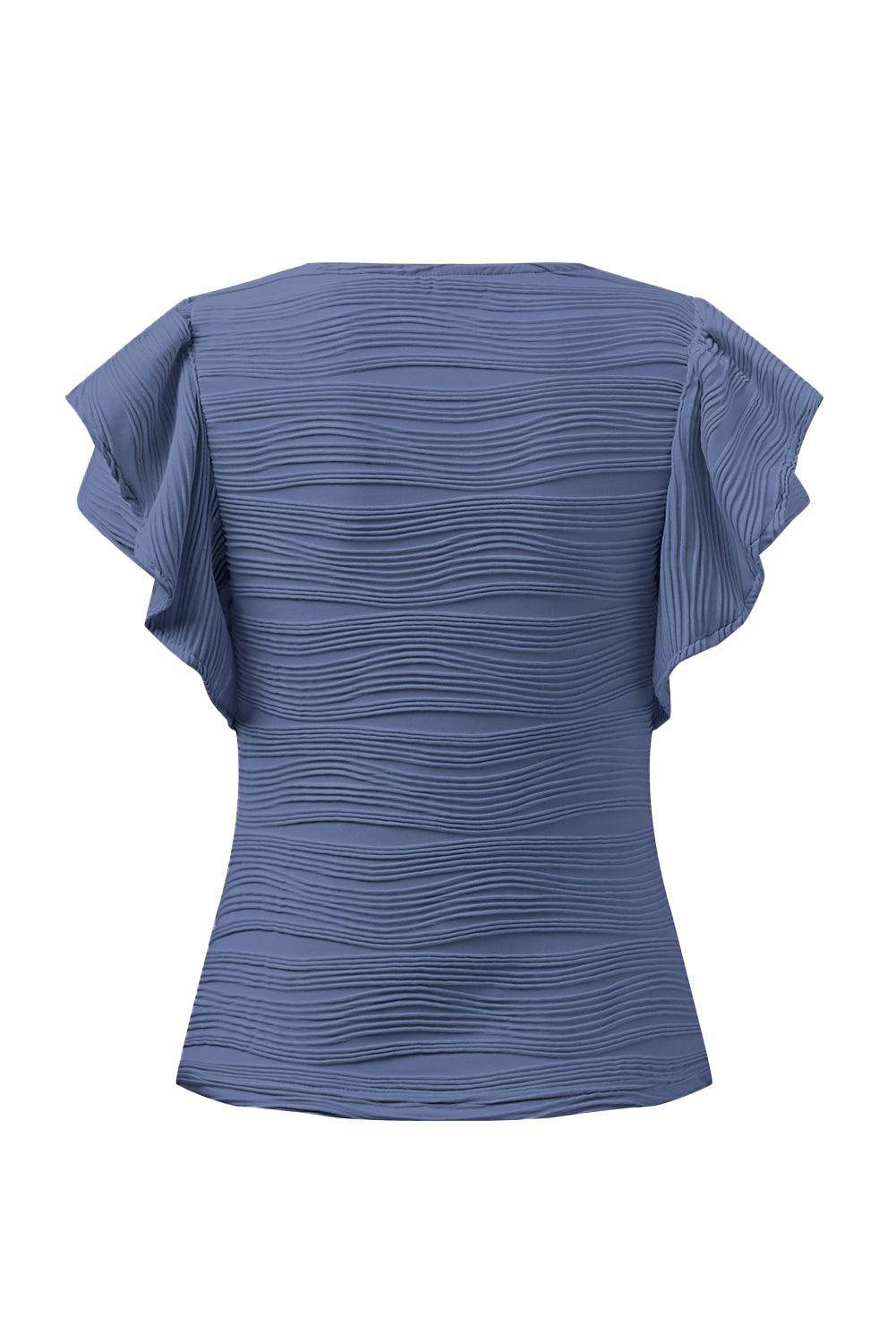 Textured Round Neck Cap Sleeve Top for Casual Style