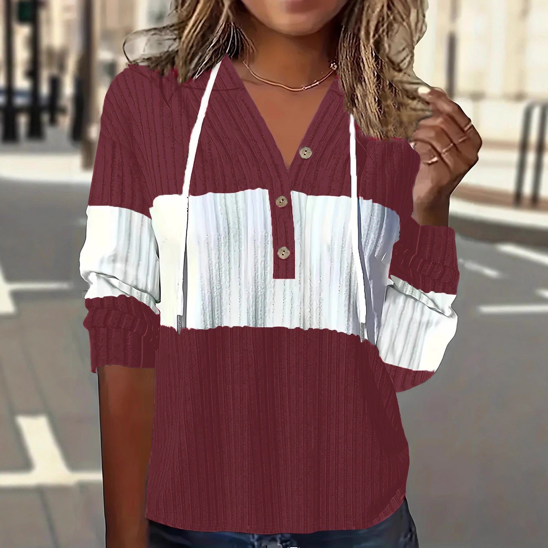 Women's Patchwork Versatile Dress And Hooded Long-sleeve Top