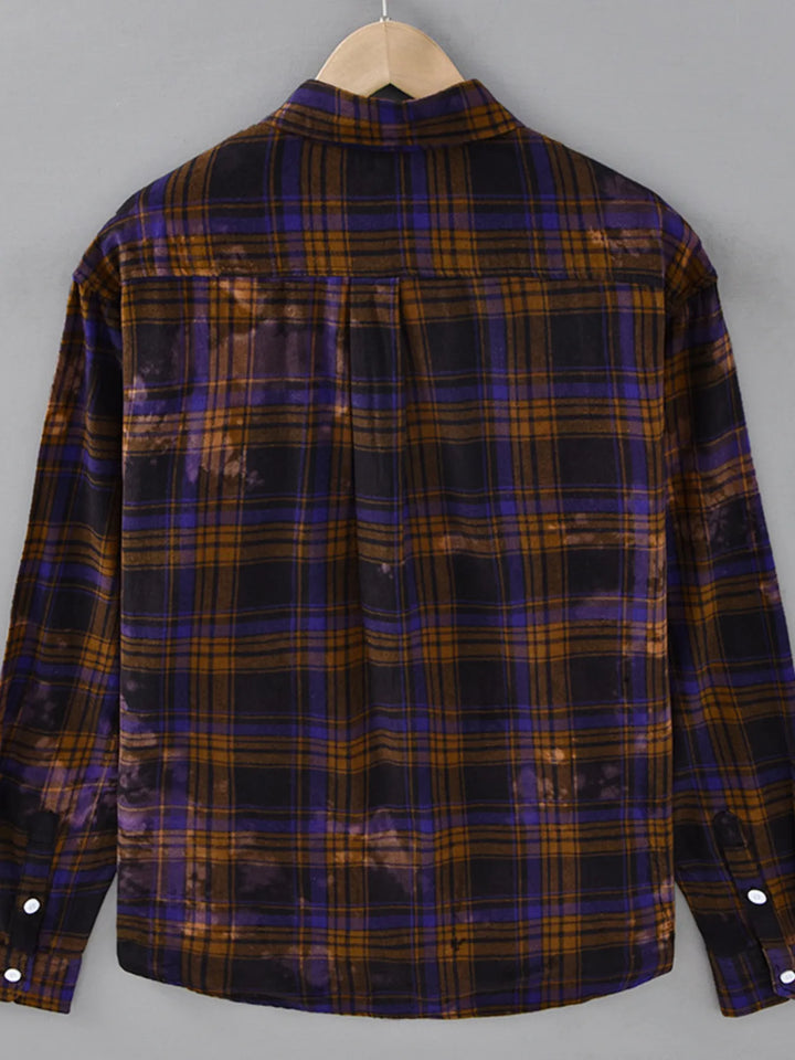 Men's Plus Size Plaid Casual Long Sleeve Shirt