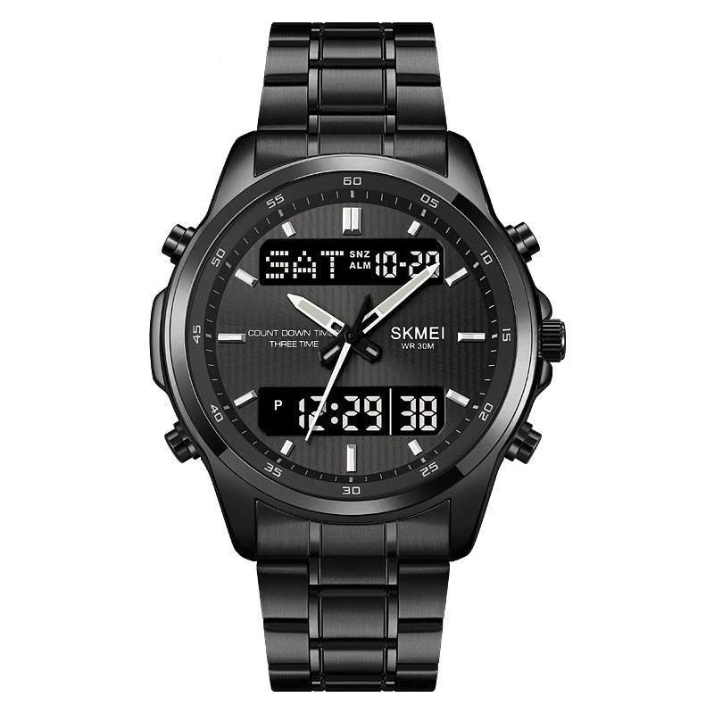 Multifunctional Men's Steel Strap Watch Double Display