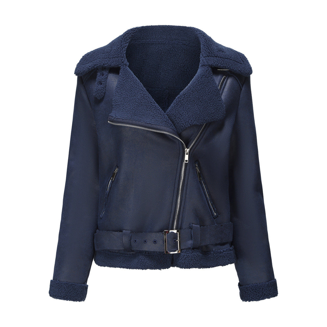 Women's Belt Turn-down Collar Coat
