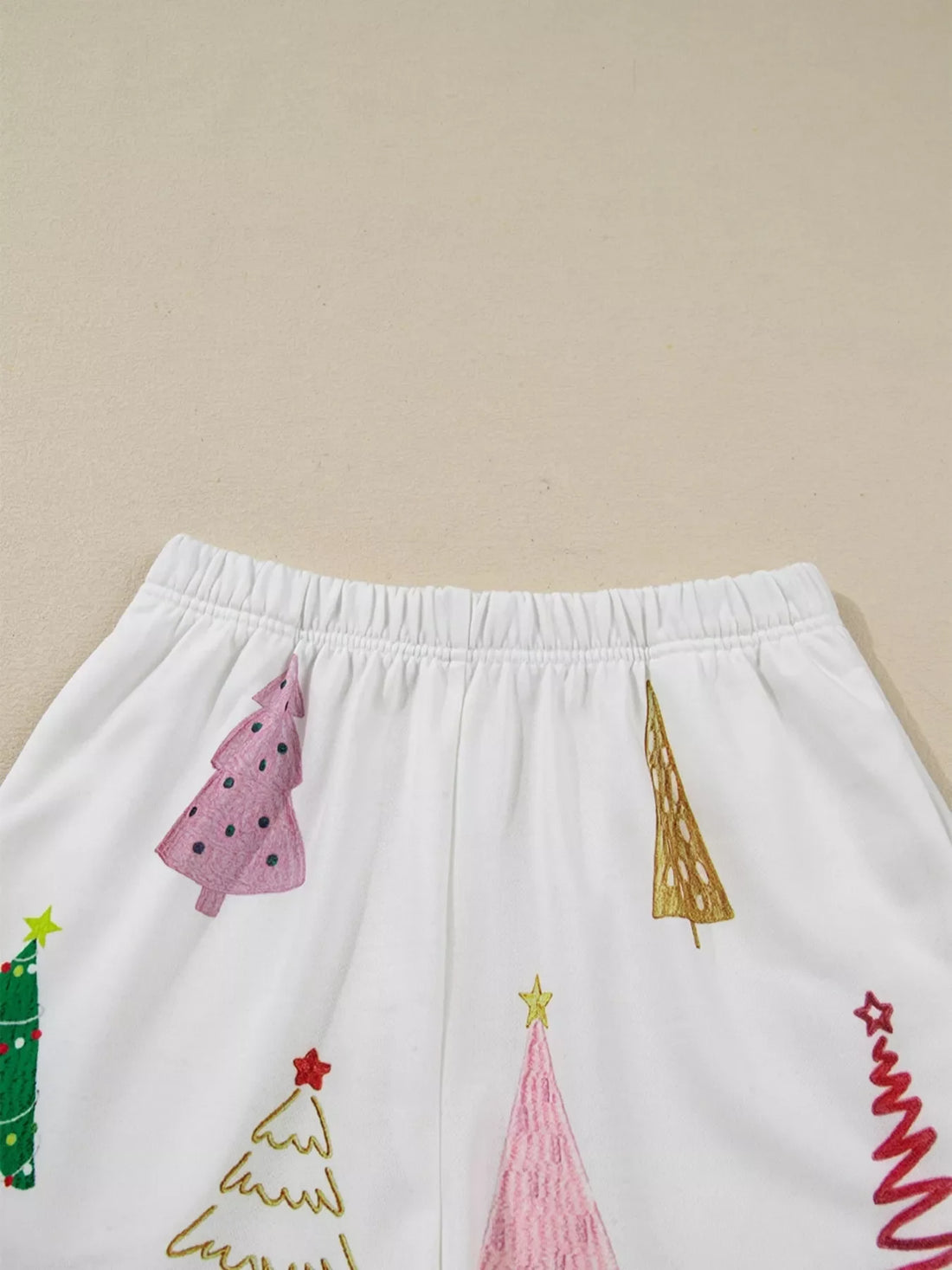 Christmas Tree Round Neck Top and Shorts Set