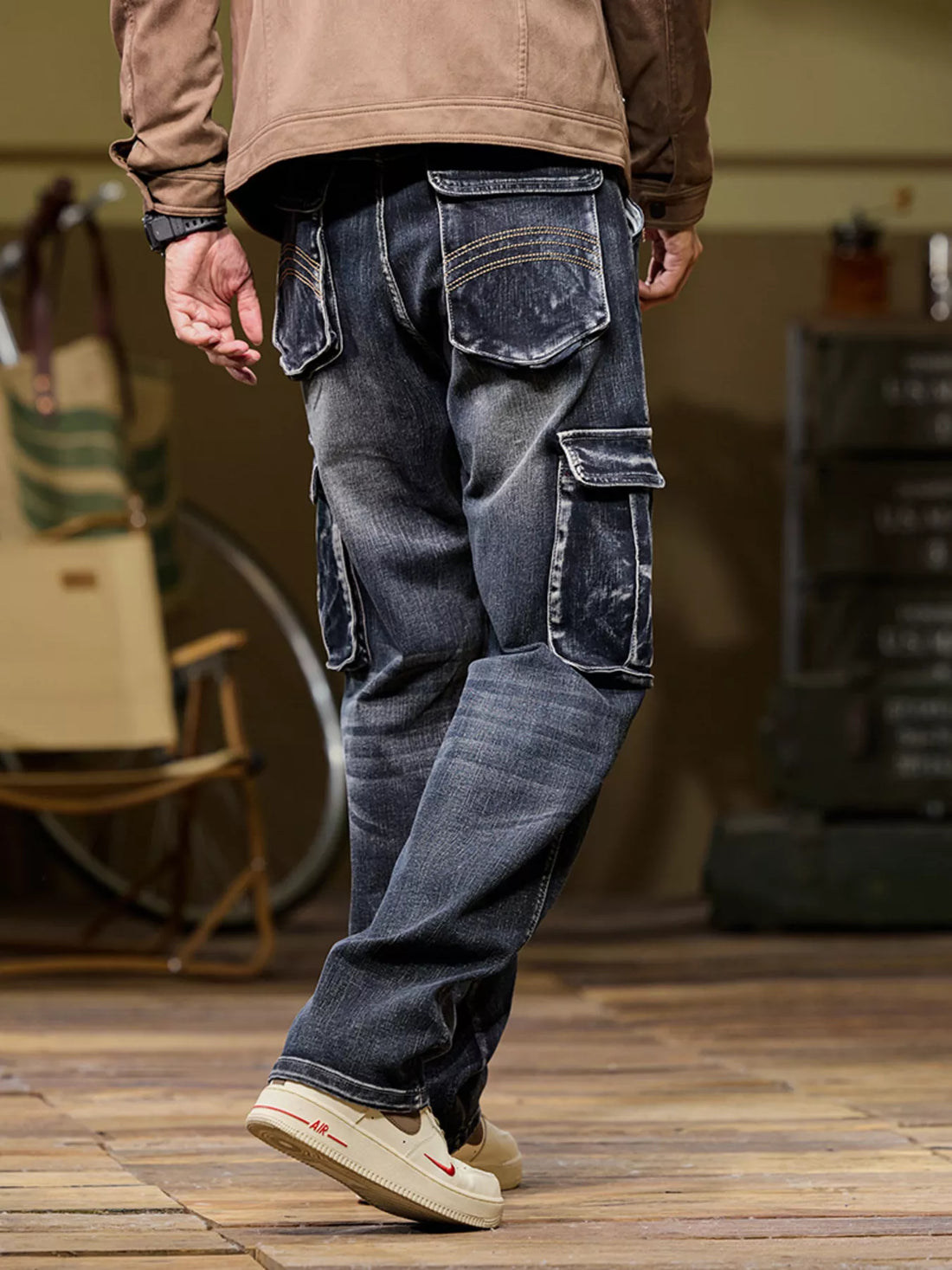 Men's Vintage Loose Fit Cargo Jeans