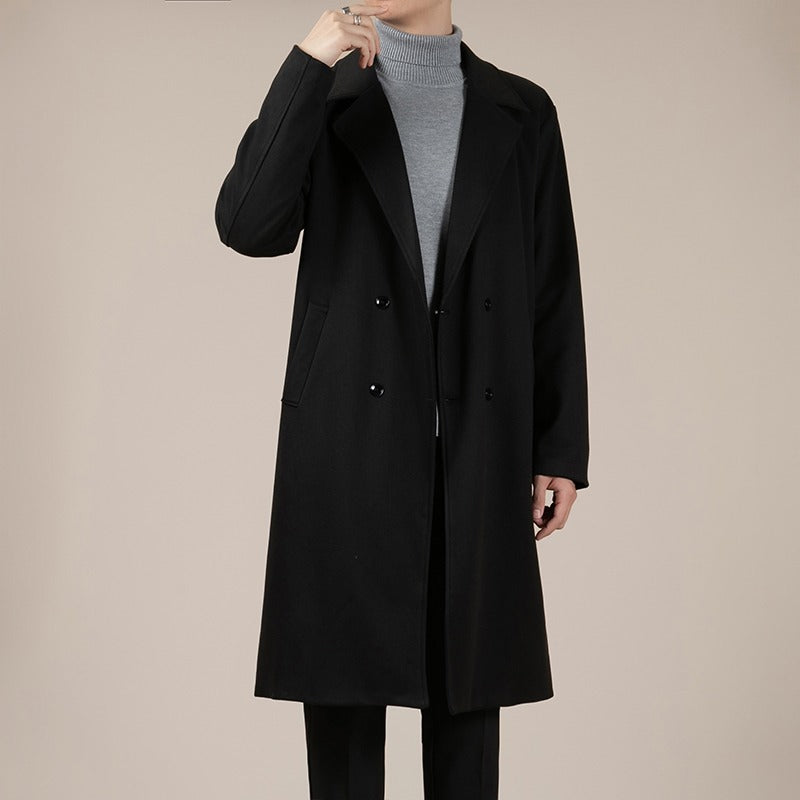 Autumn And Winter Trench Men's Mid-length Woolen Korean Coat