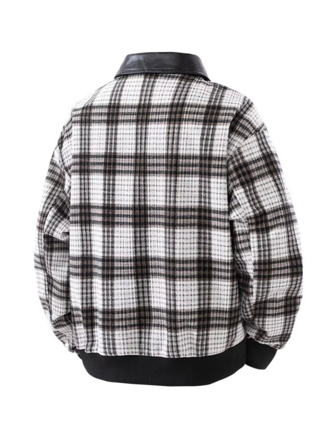 Men's Plus Size Plaid Pattern Snap Down Casual Jacket