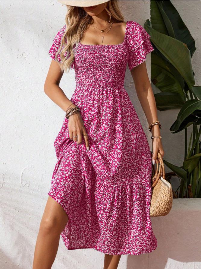 Women's Plus Size Backless Midi Dress – Elegant Pleated Summer Party Dress