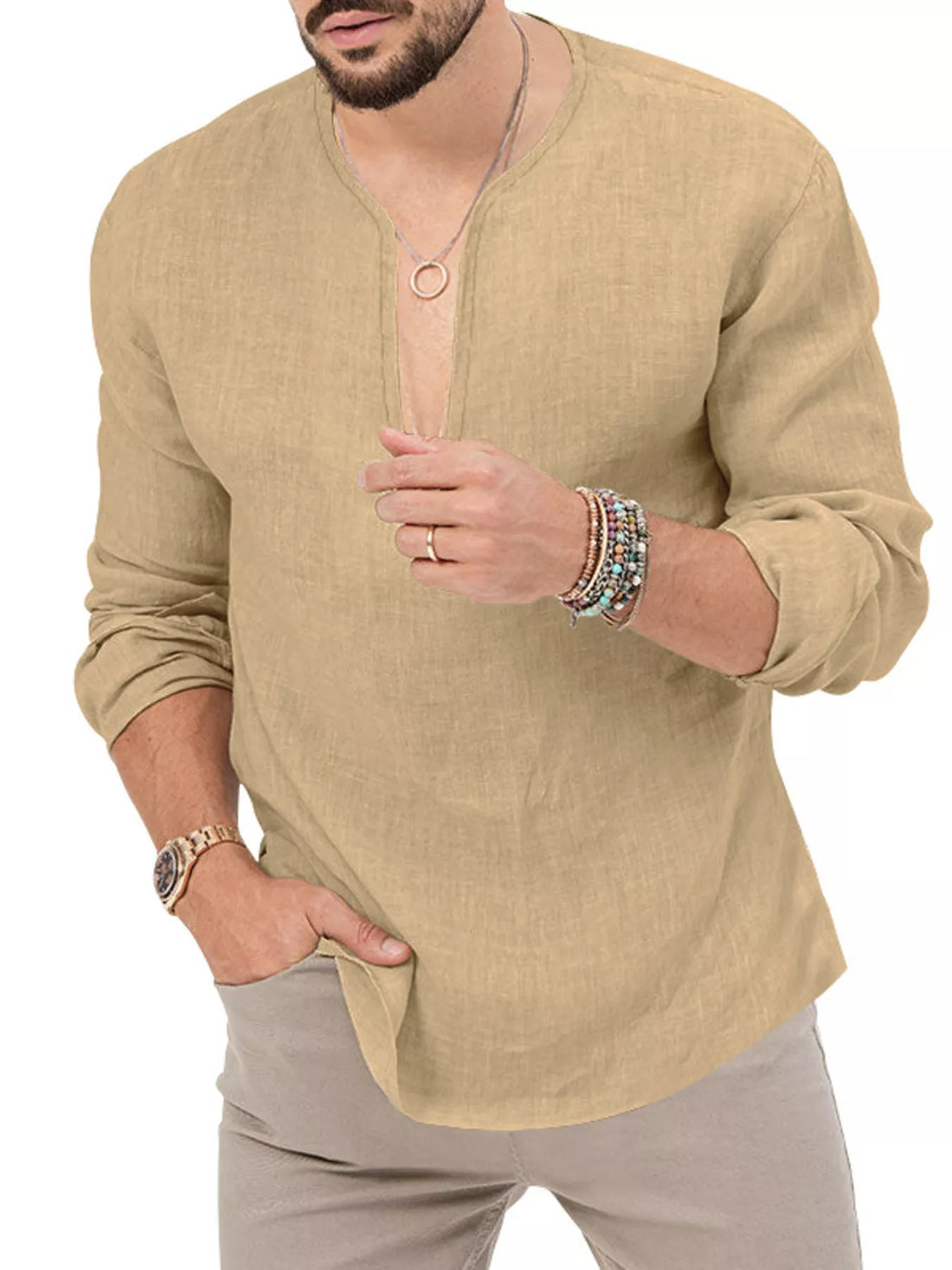 Men's Full Size Slim Fit Long Sleeve Blouse Plus Size