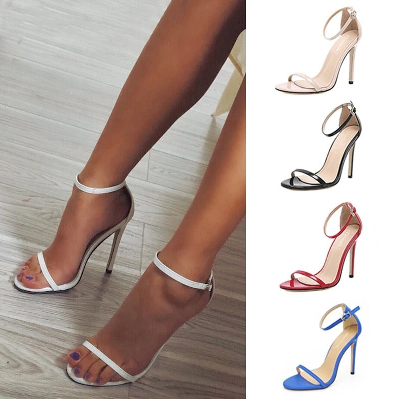 Women's Fish Mouth Stiletto Sandals | Buckle High Heel Open-Toe Heels