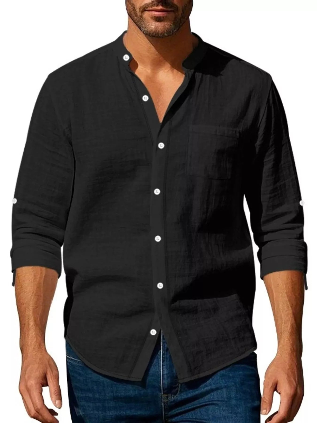 Men's Full Size Button Up Long Sleeve Shirt Plus Size