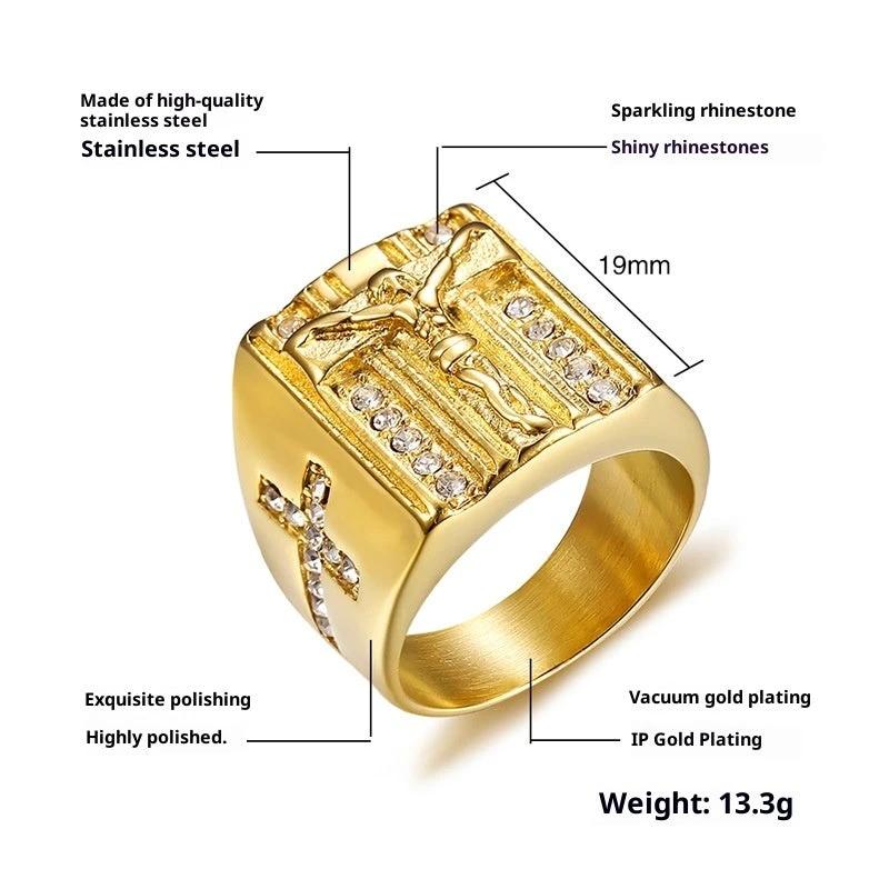 Glass Rhinestone Men's Ring