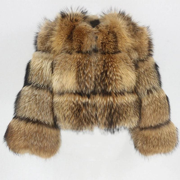Stitching short coat fluffy long sleeve women