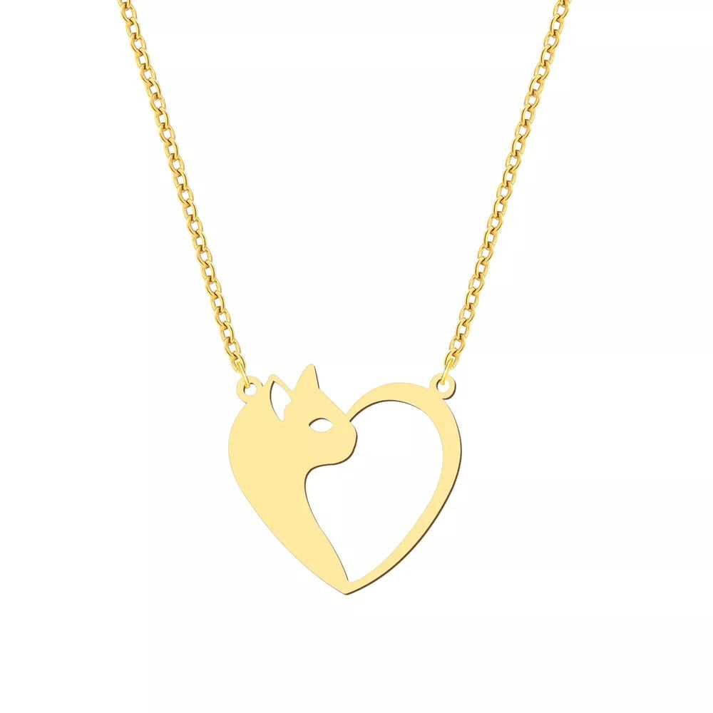 Women's Fashion Stainless Steel Cat Pendant Necklace
