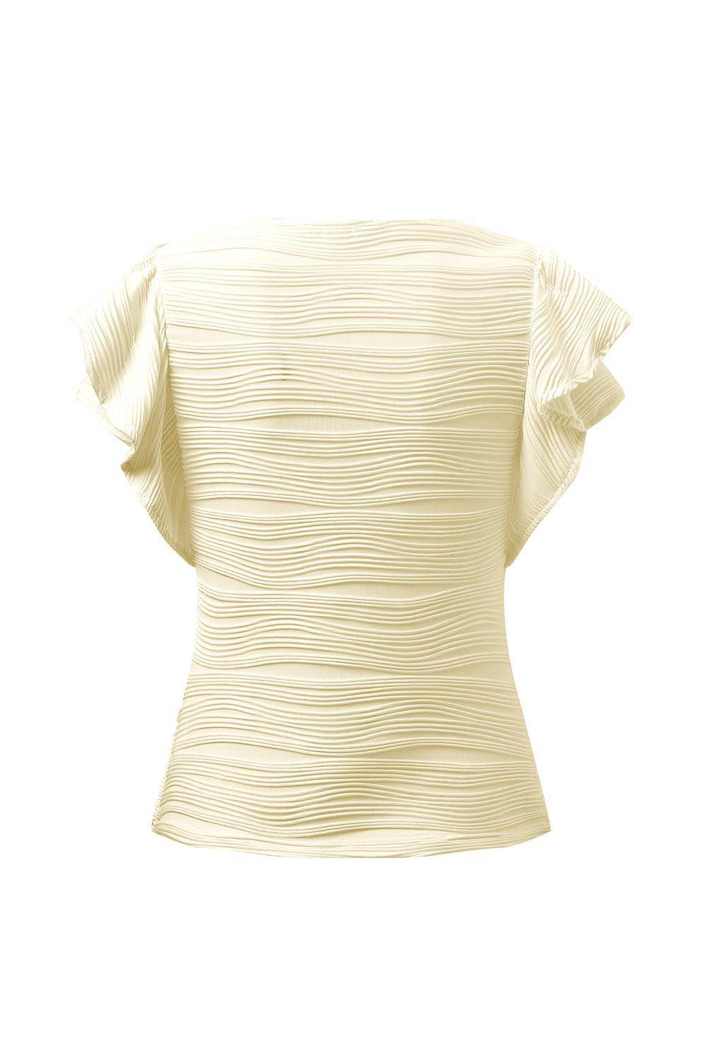 Textured Round Neck Cap Sleeve Top for Casual Style